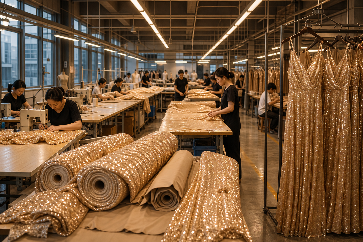 Sparyn B2B sequin eveningwear manufacturing partnership