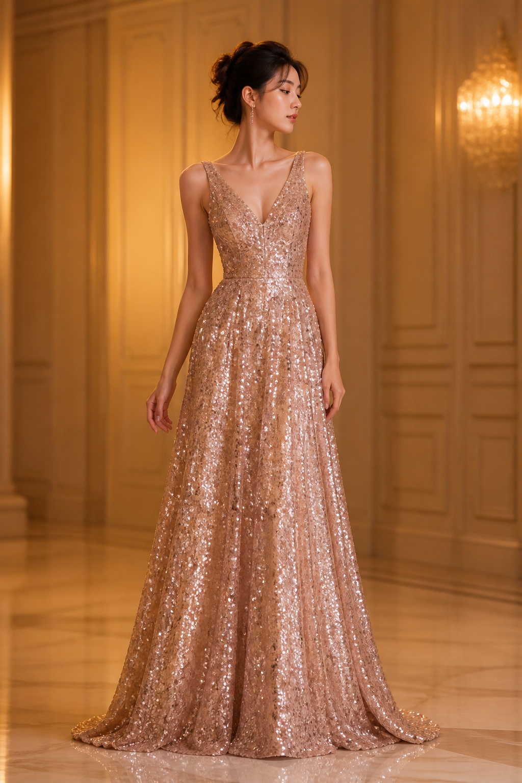 Rose Gold A-Line Gown
